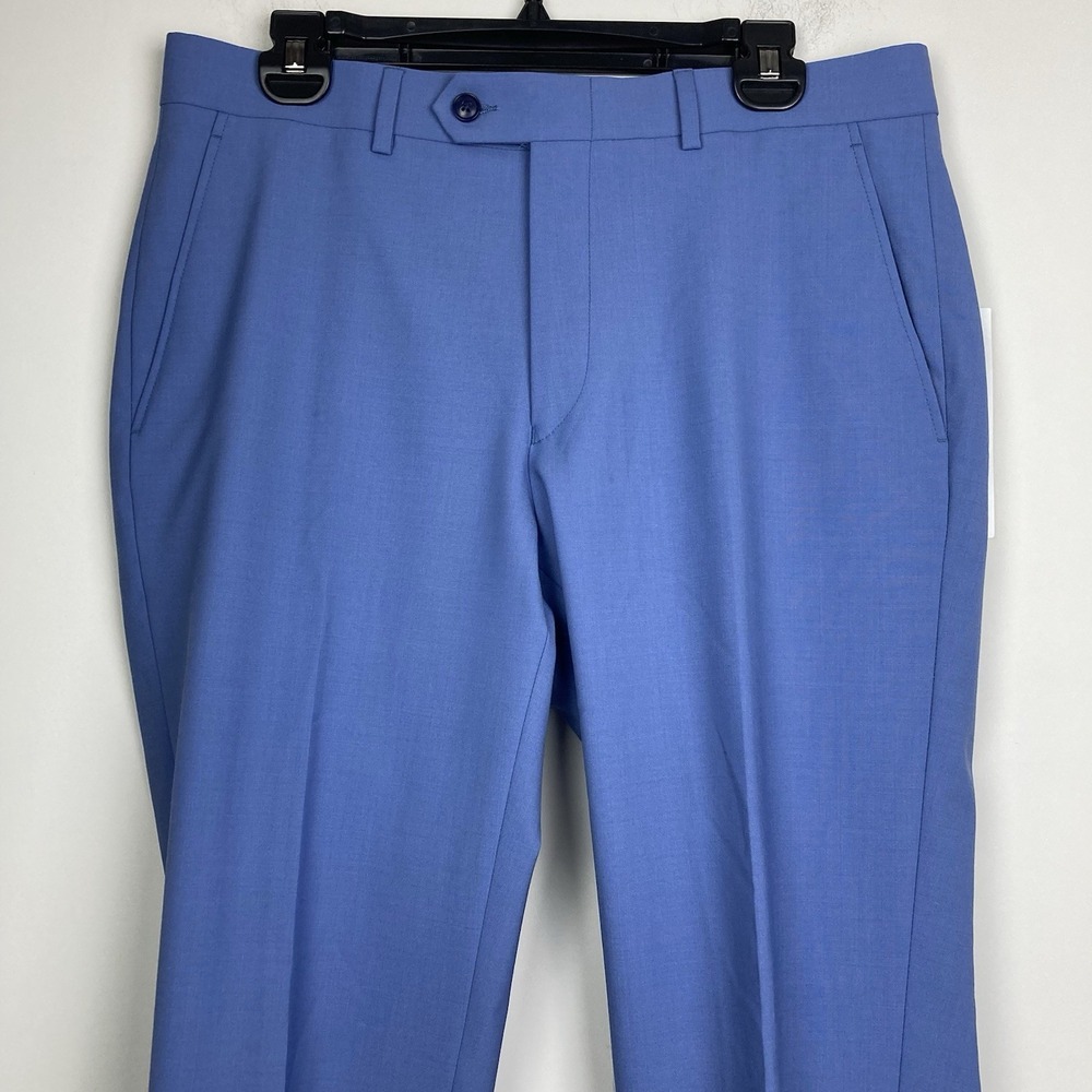 Bar III‎ Mens Slim fit Dress Pants 32Wx32L Blue Solid Wool Blend E111699 - Picture 10 of 11